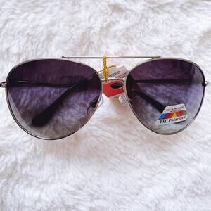 Freya Black W/Silver Rim Polarized Aviator Sunglasses